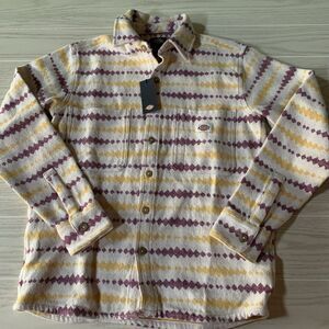 Dickies Women XS Long Sleeve Heavy‎ Shirt Cream Stripes